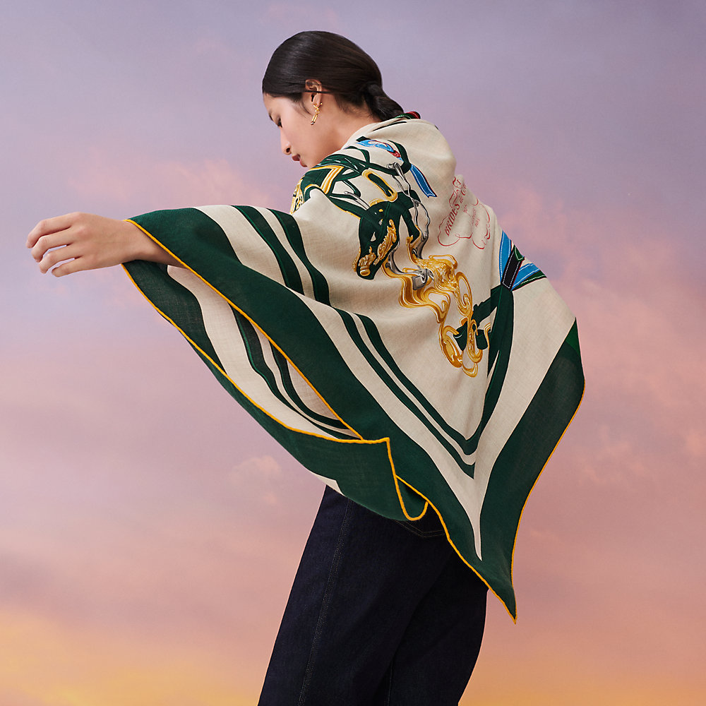 HERMES エルメス カレジェアン カレ140 BRIDES DE GALA APPLIQUE PIQUE